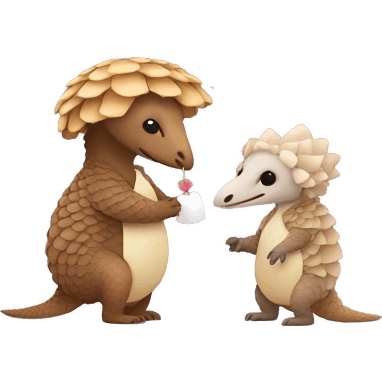 Pangolin marrying another pangolin emoji