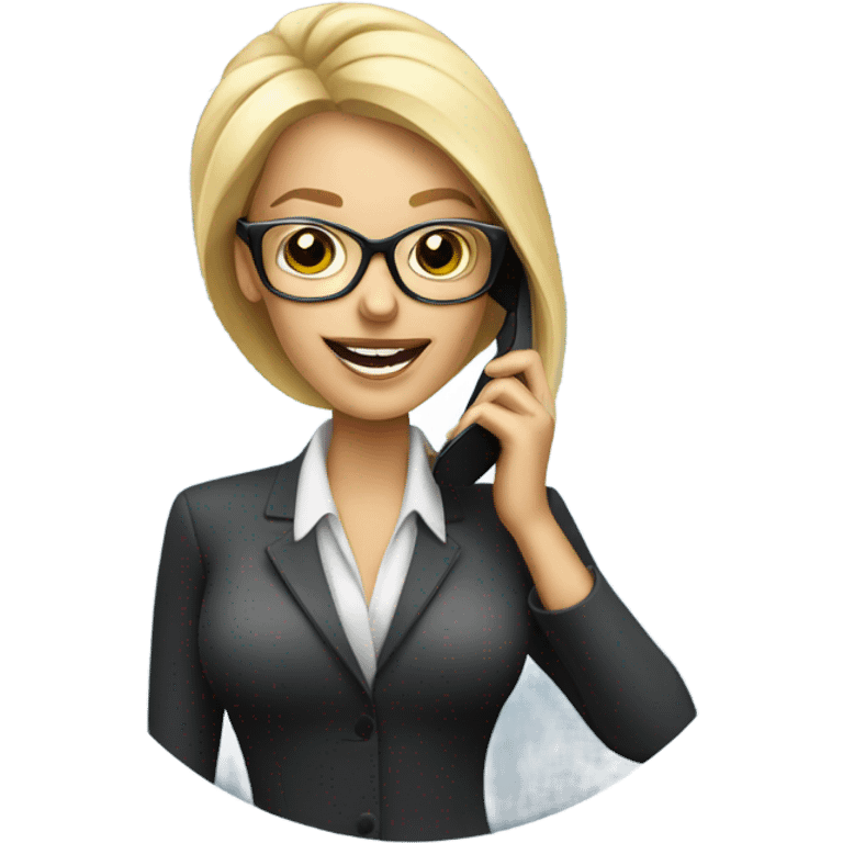 Glamorous Blonde business woman wearing glasses calling on cell phone emoji