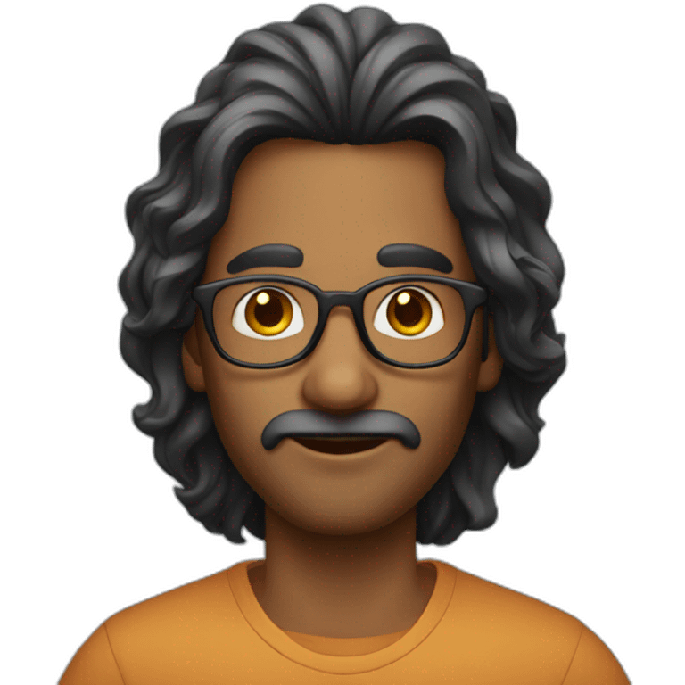 Indian guy with a long wavy hairs and wearing a glasses emoji