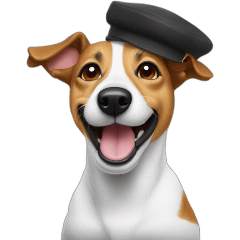 Funny Jack Russel with a funny cap emoji