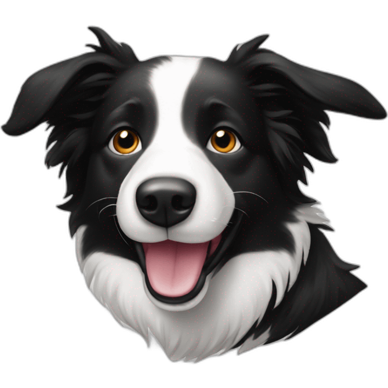 border collie black white happy face emoji