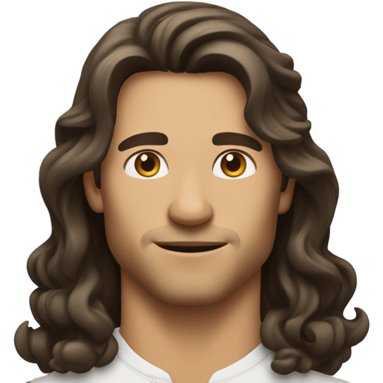 Handsome brunette man  with long hair emoji