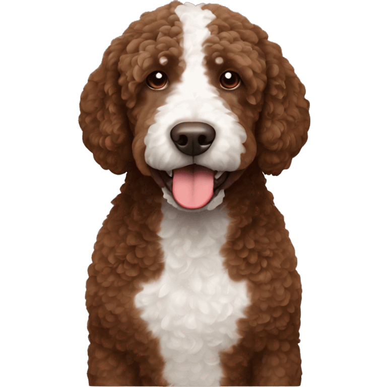 Brown Spanish water dog with white spot on chest  emoji