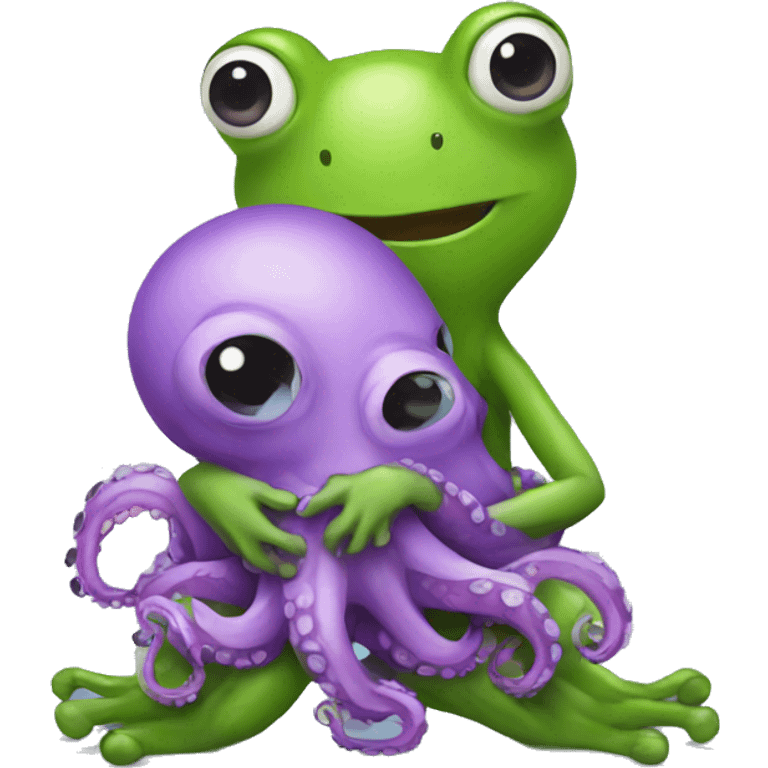 octopus hug frog emoji