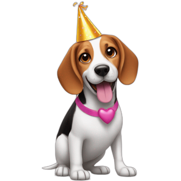 dancing bbeagle with a party hat emoji