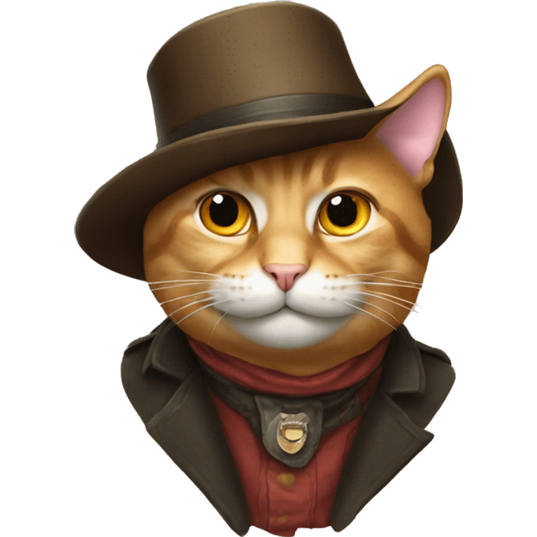 Cat head with ten gallon hat emoji