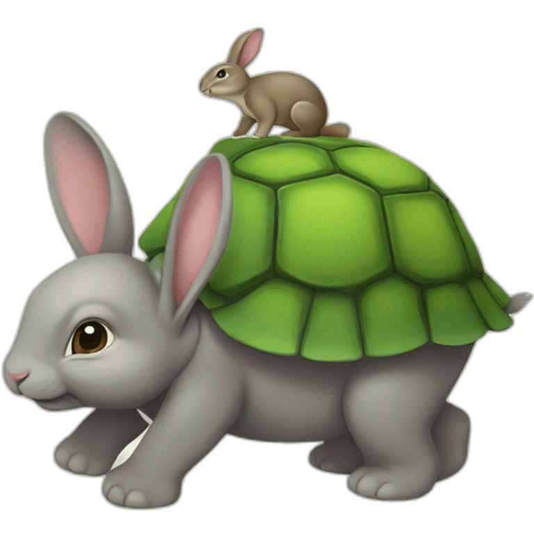 Lapin sur tortue sur éléphant emoji