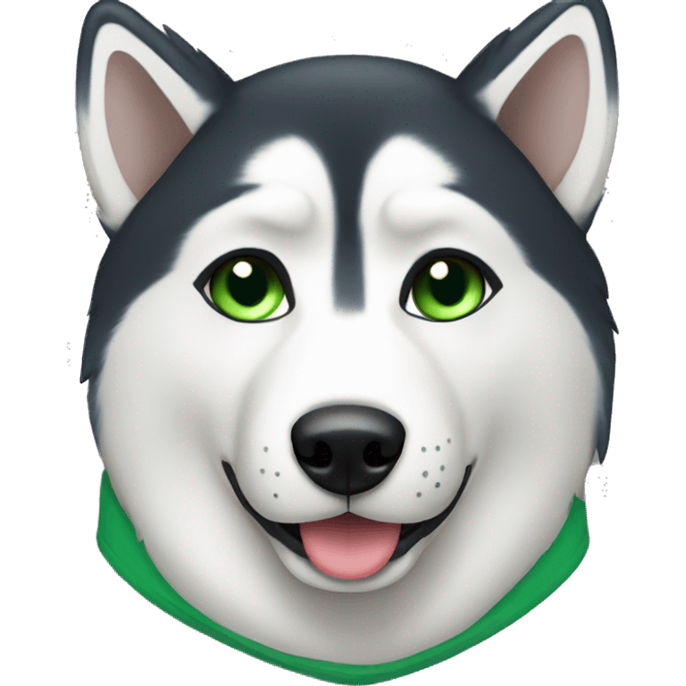 Husky with Green Collar emoji