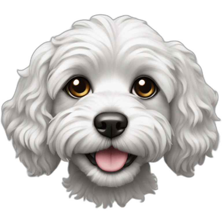 black and white Cavapoo dog emoji