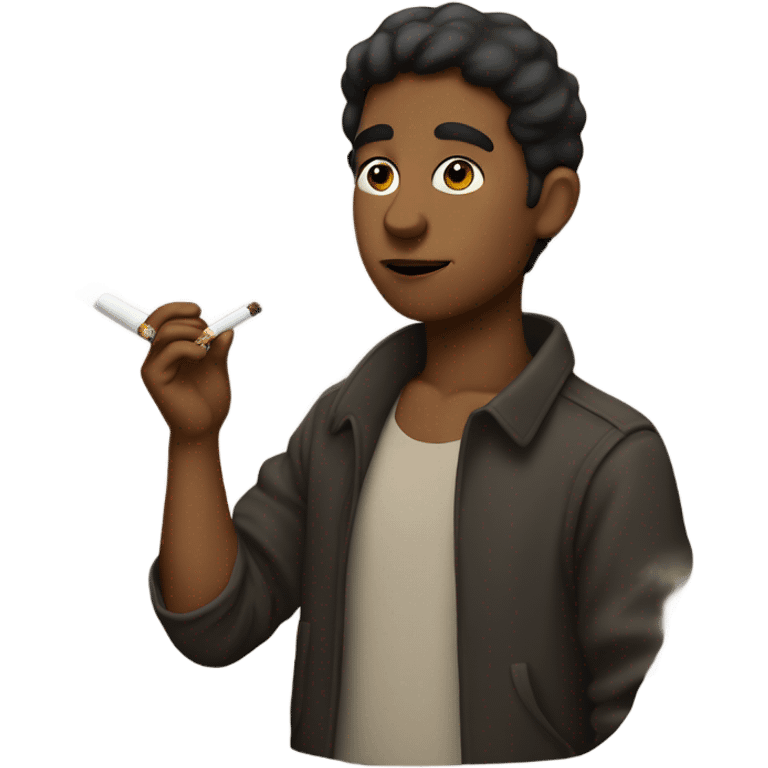 Brown boy smoking outside emoji