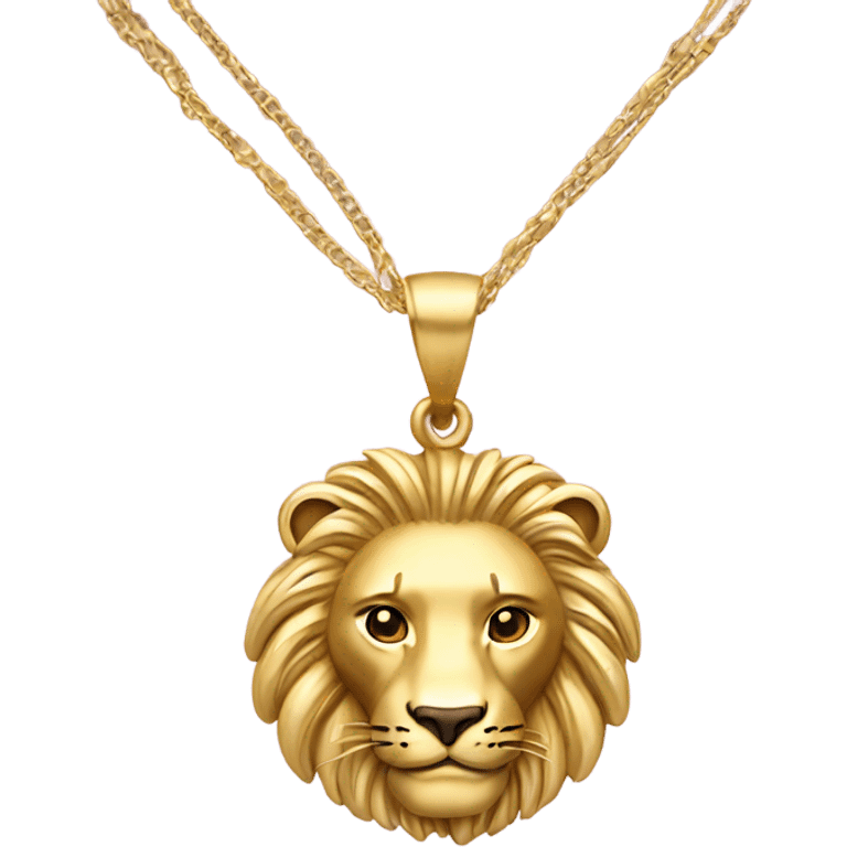 Gold Necklace with a lio pendant emoji