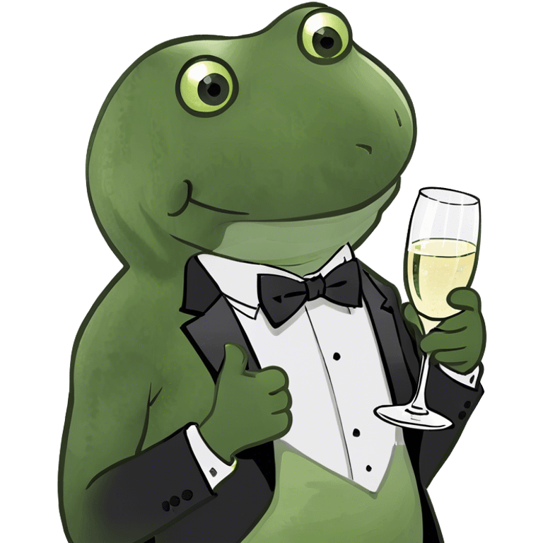 Man I’m tuxedo winking and holding champagne  emoji