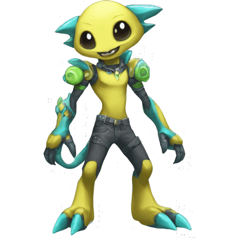 cute cool edgy colorful ethereal alien punk Digimon-Fakemon-animal full body emoji