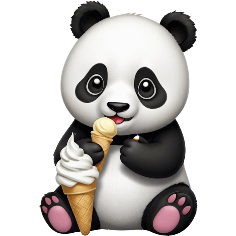 Panda eating ice cream emoji