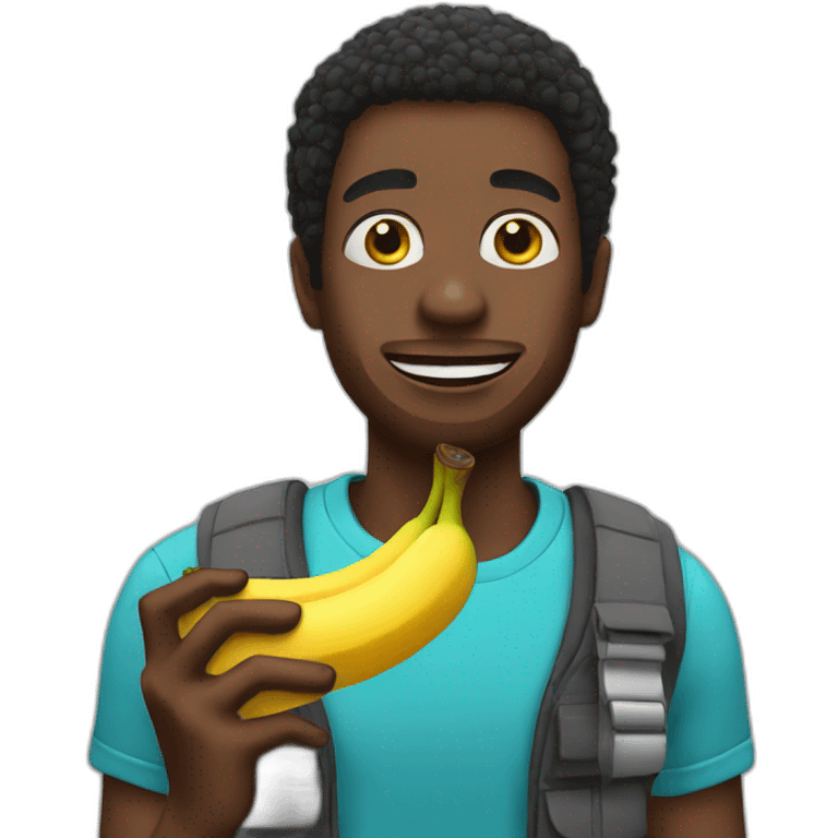 Black man eat banana like monkey emoji