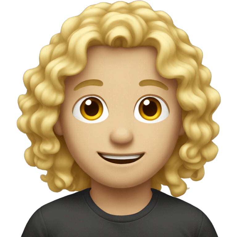 Blond long curly Hair boy emoji