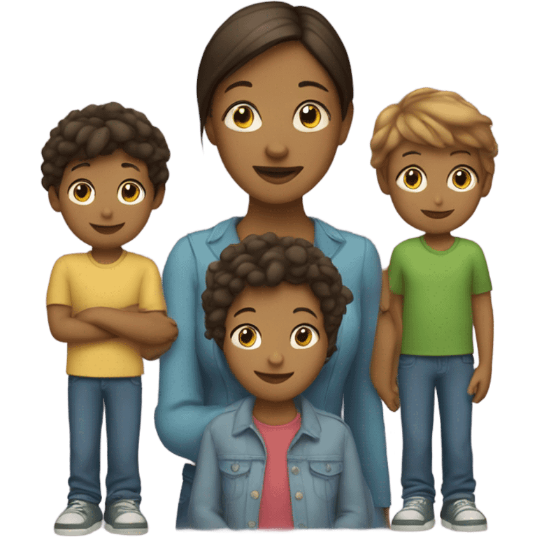 mom with 3 children (a teen and two small children) emoji