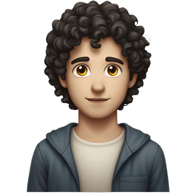 "A young man with dark curly hair, pale skin, and a thin build. He has a humble, thoughtful expression and wears simple, slightly worn clothing. A subtle Star of David appears nearby." emoji