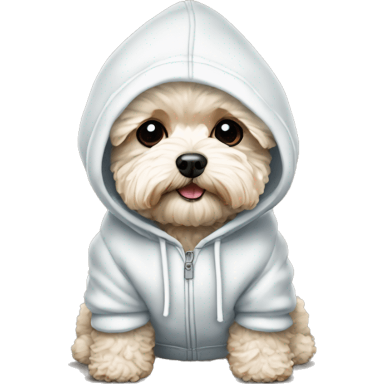 Maltipoo wearing a hoodie emoji