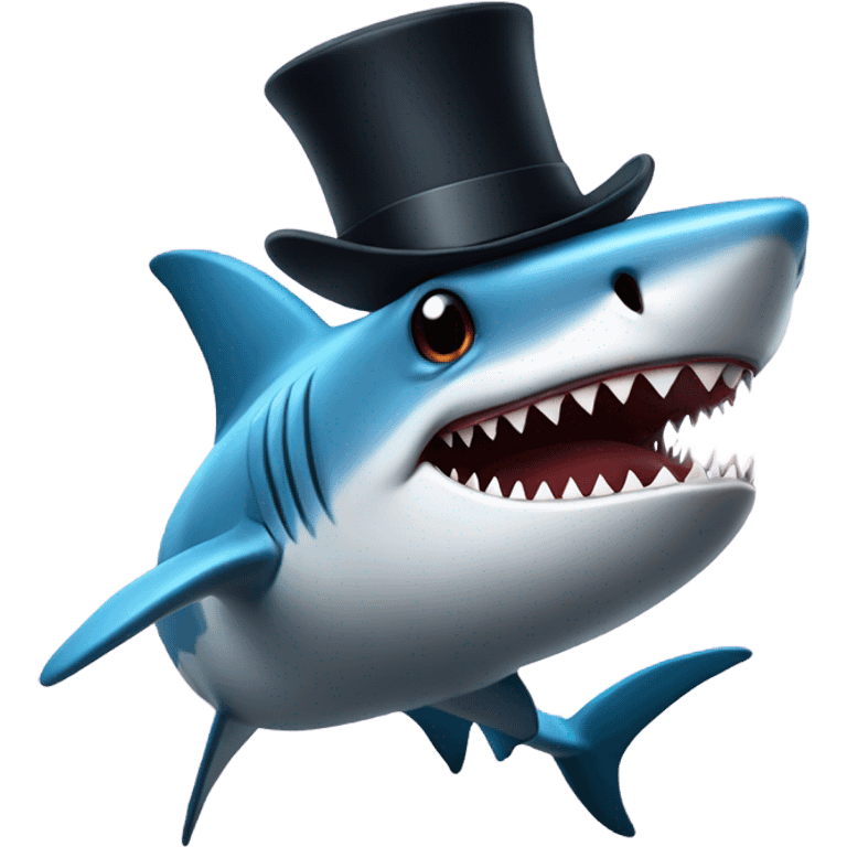 Shark with a top hat emoji