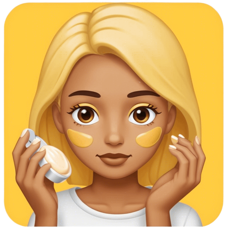 yellow girl applying cream on face emoji