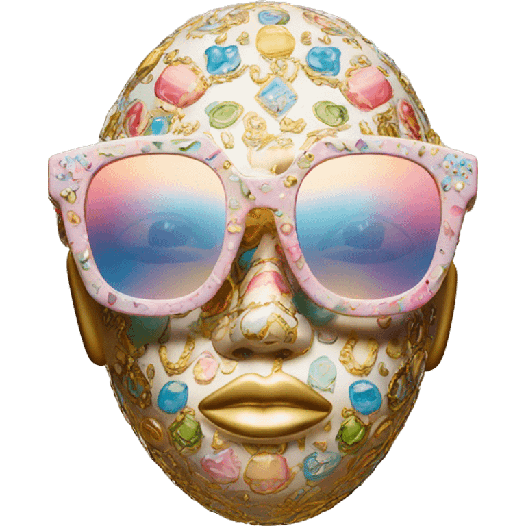 Dolce and Gabbana sunglasses with colourful pastel ornament print and golden detais  emoji