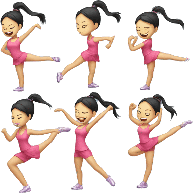 Dancing fitness ponytail chinese girl emoji