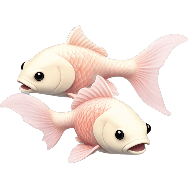 ivory and pale pink koi fish swimming together  emoji