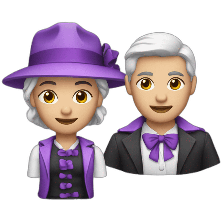 personaje profesional con tonalidades entre rosa y violeta y detalles en negro emoji