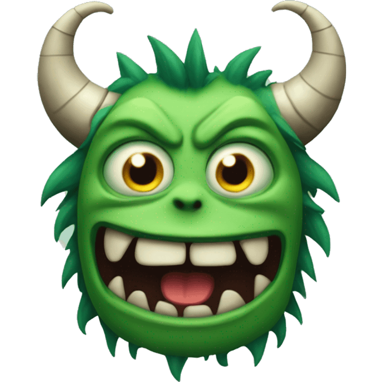 An evil green monster with horns. emoji