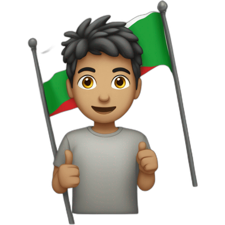 Garçon qui tient un drapeau de l’Algérie emoji