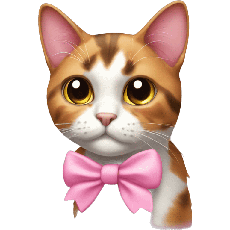 calico cat with pink bow emoji