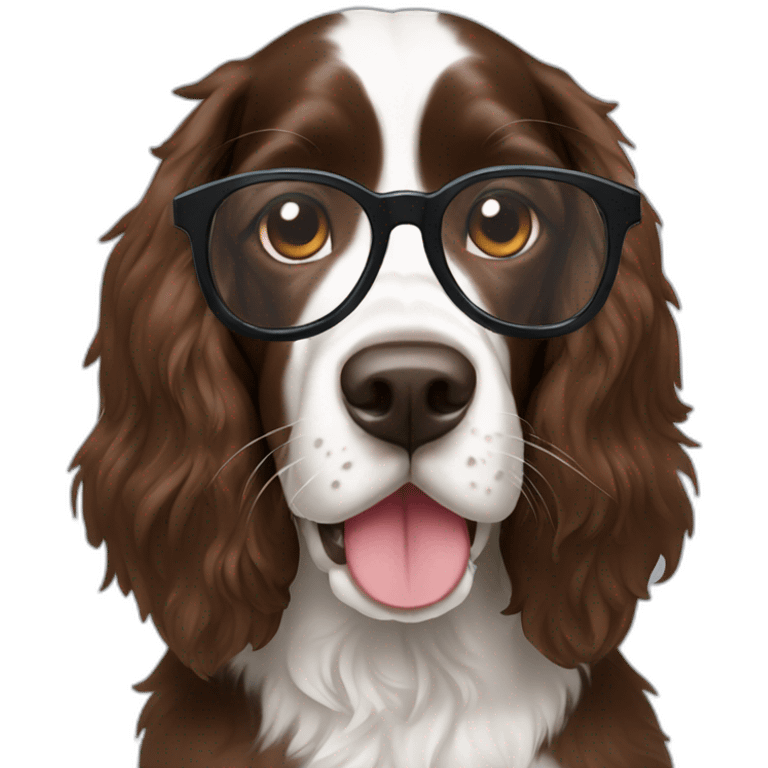 Springer spaniel with glasses emoji