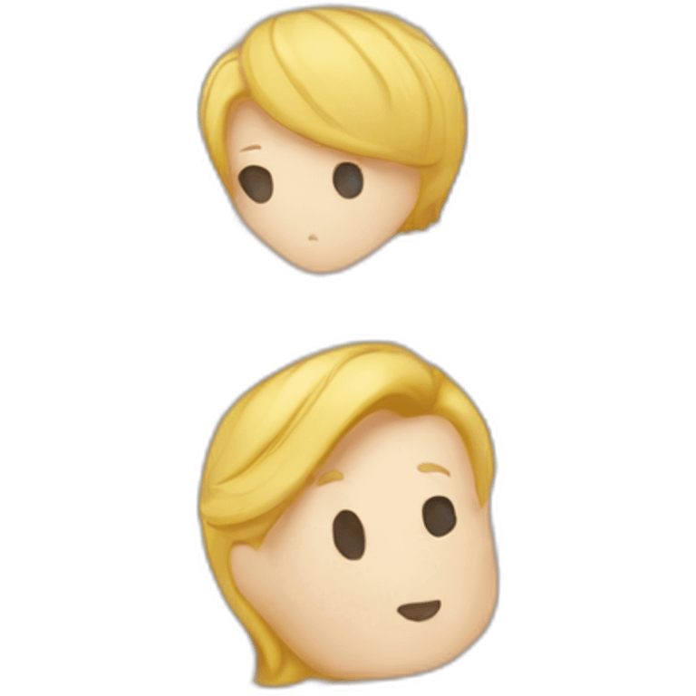 A blond boy who kisses a pretty blonde girl with a heart above their heads  emoji