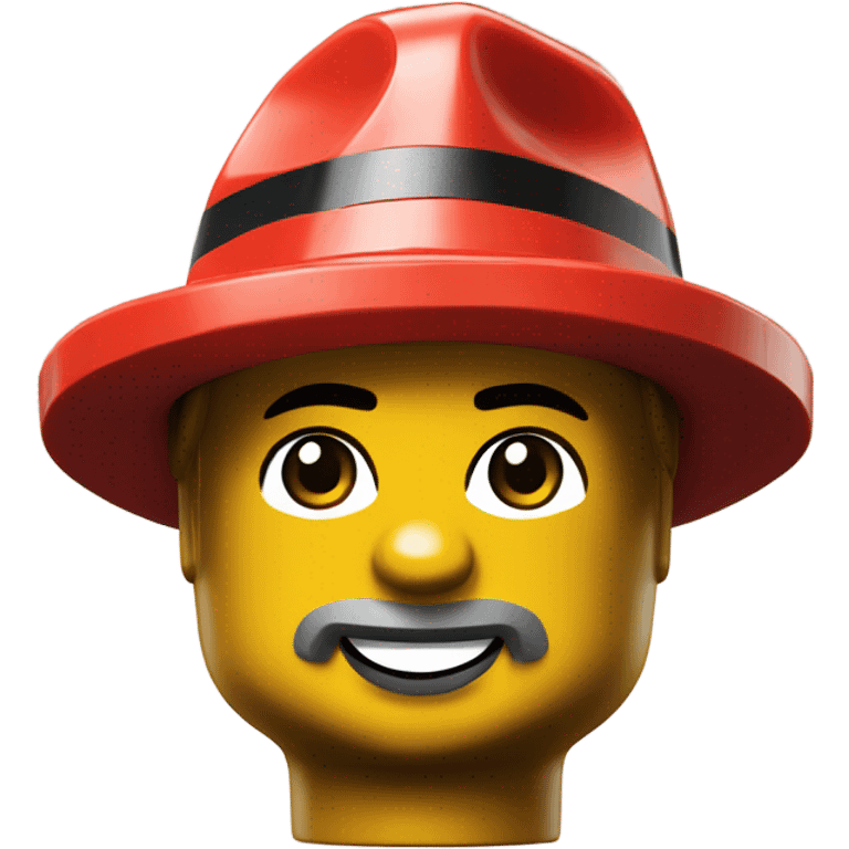 Lego wearing lego hat emoji