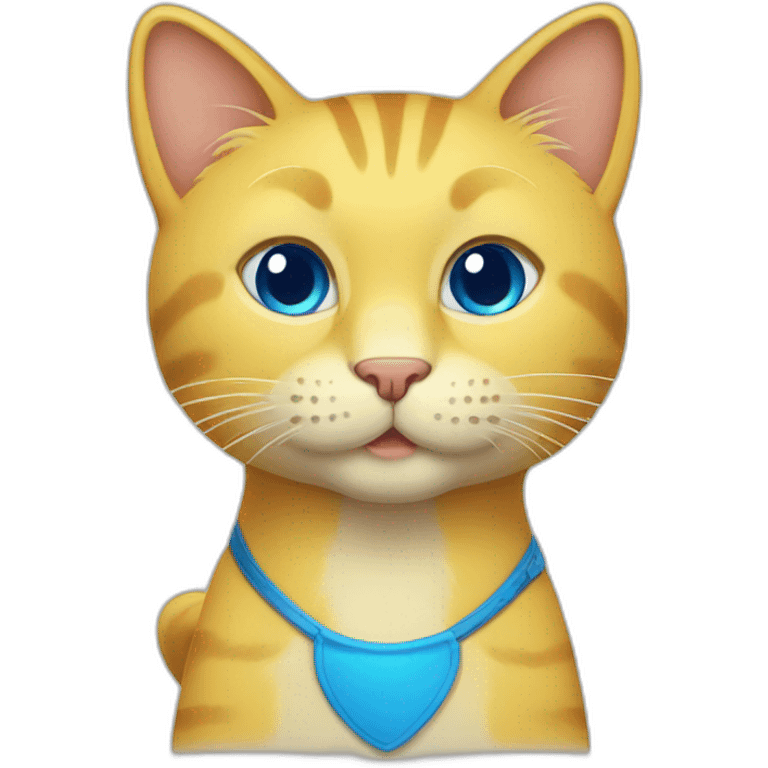 yellow cat with blue tail emoji