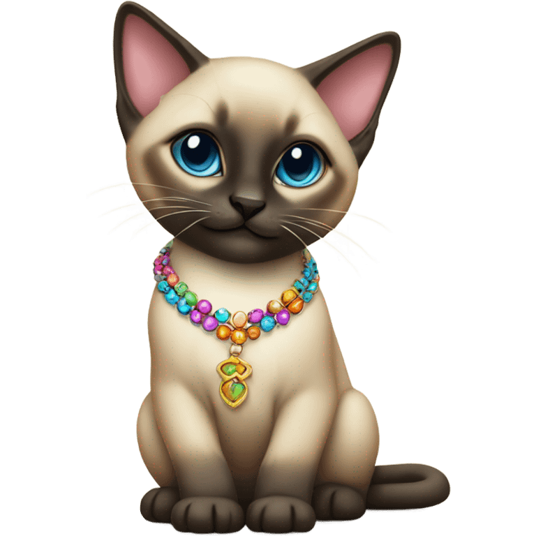 Siamese kitten wearing necklace emoji