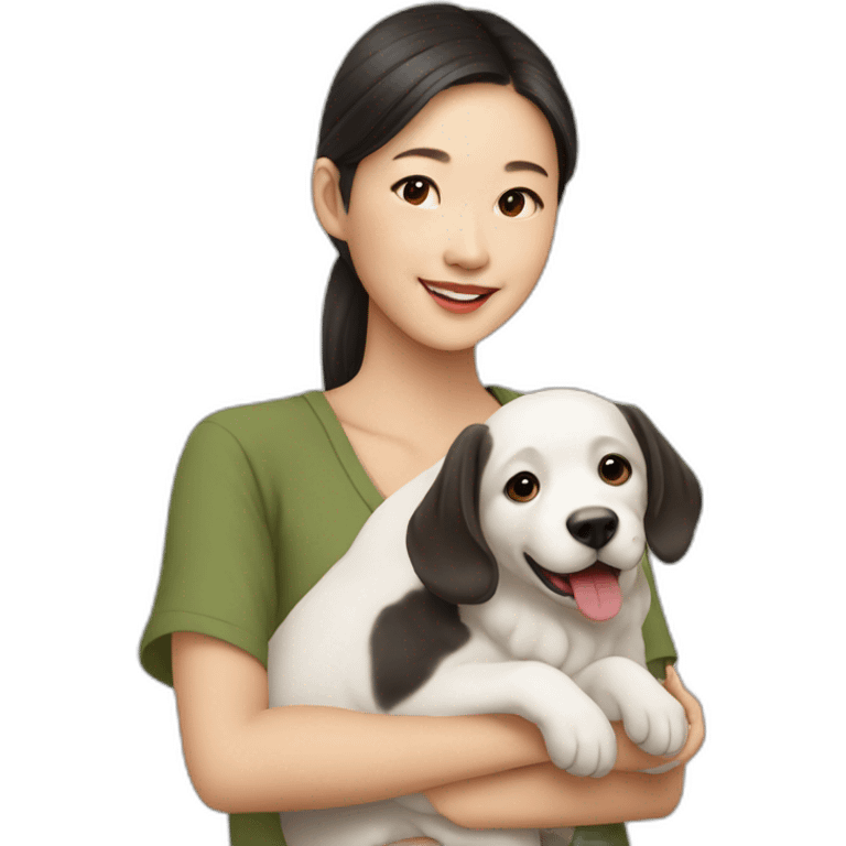 asiatique avec un chien emoji