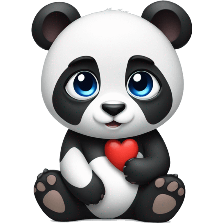 Blue eyed panda in love emoji