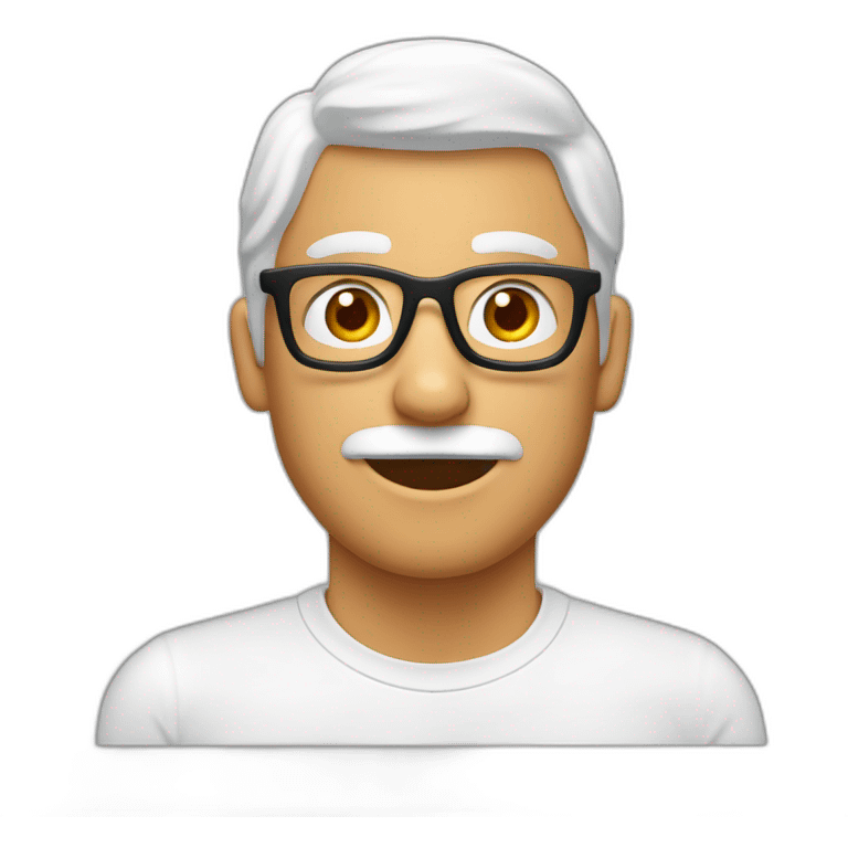 Cara Hombre blanco pelo canoso de punta gafas rojas y negras emoji