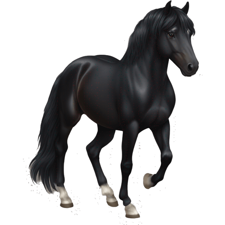 Beautiful black stallion horse silky emoji