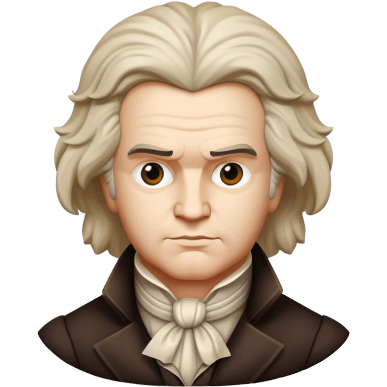 Cinematic Realistic Beethoven Pop Culture Emoji, featuring an evocative portrayal of the legendary composer rendered with delicate textures and emotive lighting. emoji