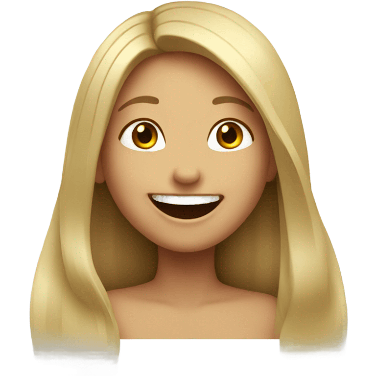 Girl with long hair laugh  emoji