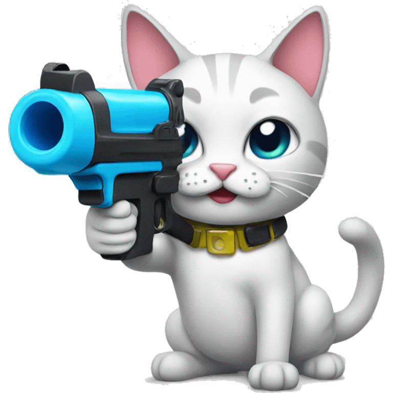 cat with watergun emoji