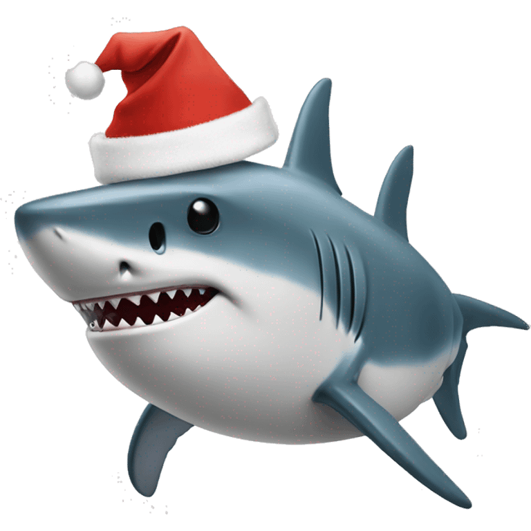 shark with christmas hat emoji