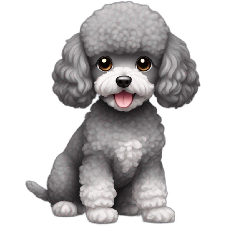 Toy poodle with grey toy mouse emoji