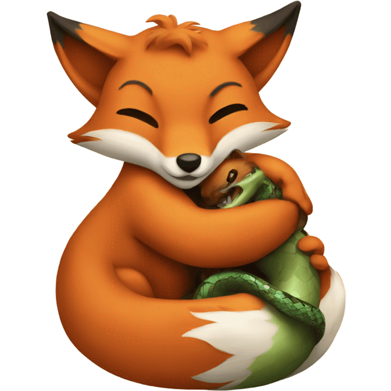 fox hugs snake emoji