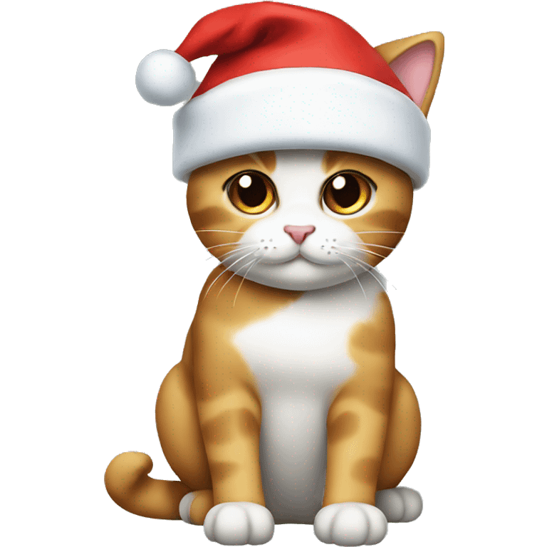 Three colours cat wearing a Santa hat  emoji