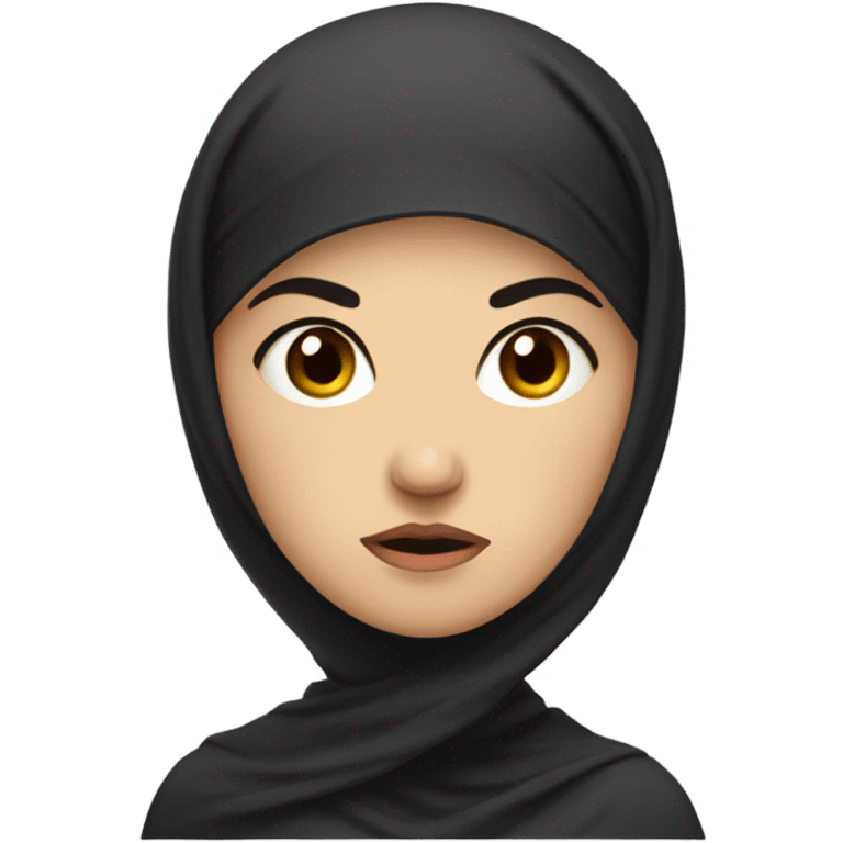 russian woman with black hair and headscarf looking disapproving and mad emoji