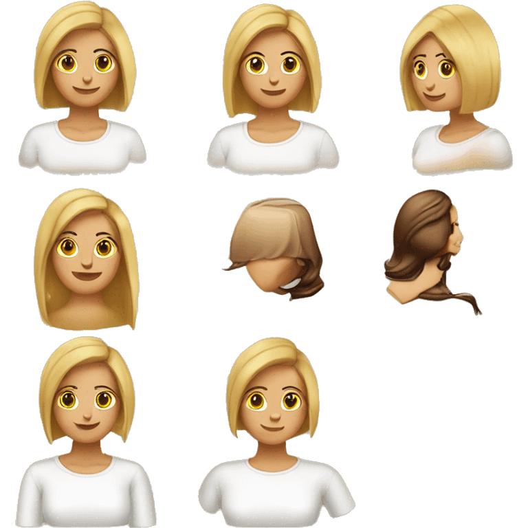 Mujer color de piel café, corte de pelo bob, remera blanca, fotógrafa y creadora de contenido  emoji